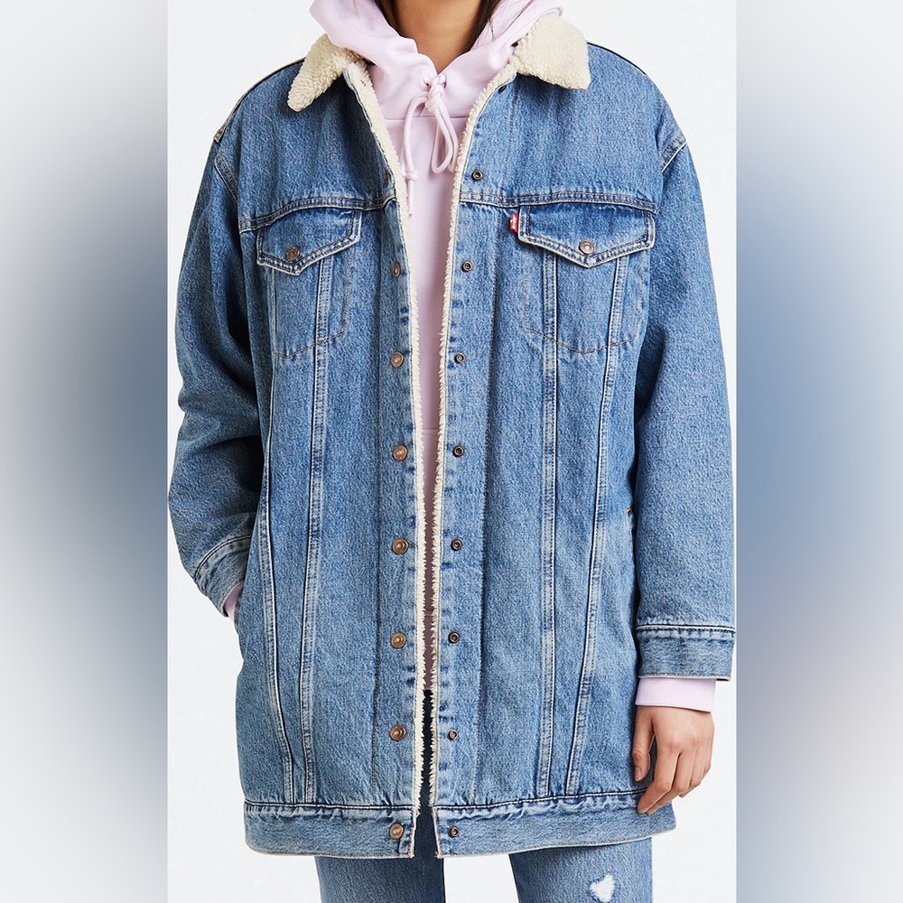 Levi's Blue Jean Jacket with White Sherpa Lining